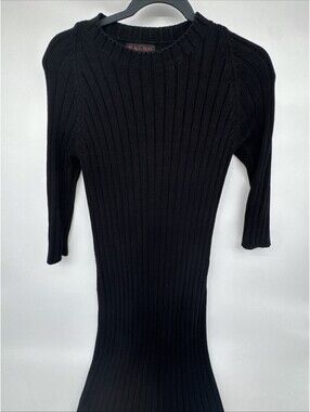 Vintage Ralph Lauren 100% Cotton Sweater Dress Size XS Black Long Sleeve Knit